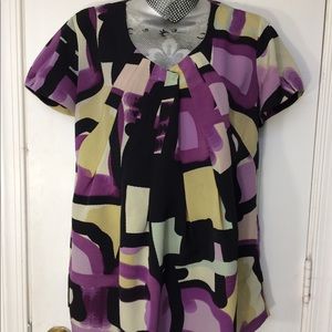 Simply Vera by Vera Wang Purple & Tan Blouse Sz M